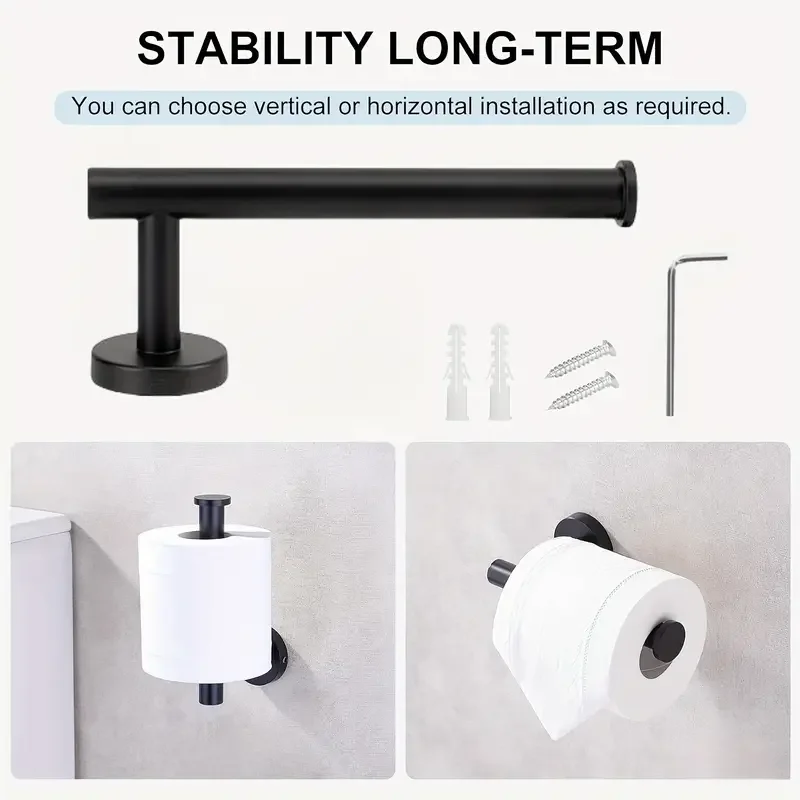 2Pcs Bathroom Hardware Set, Stainless Steel Bathroom Accessories Set Includes Towel Holder And Toilet Paper Holder-Saving Design