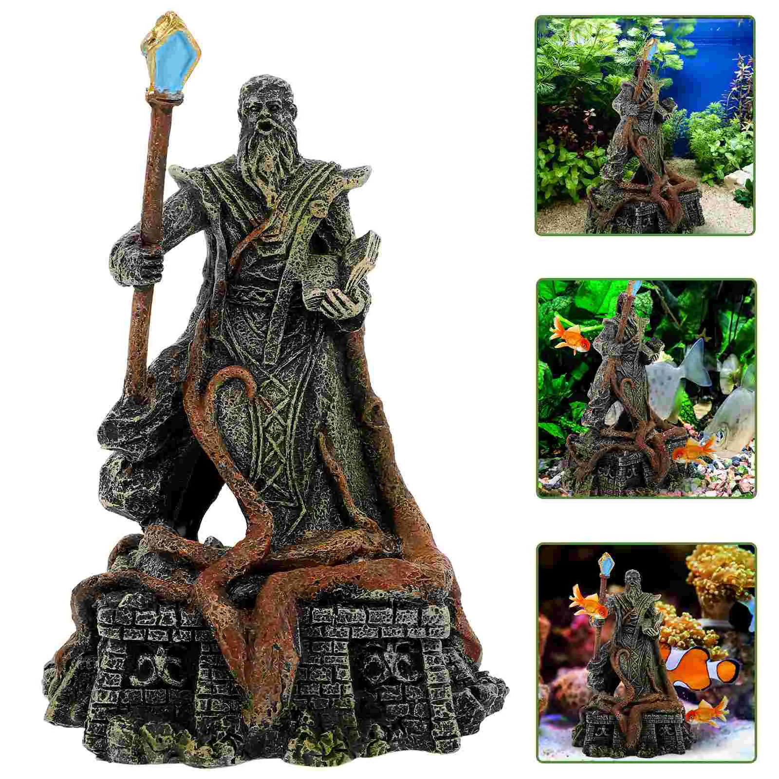 

Decorative Ornaments Aquarium Layout Craft Tank Decoration Resin Pharaoh Figure Fish