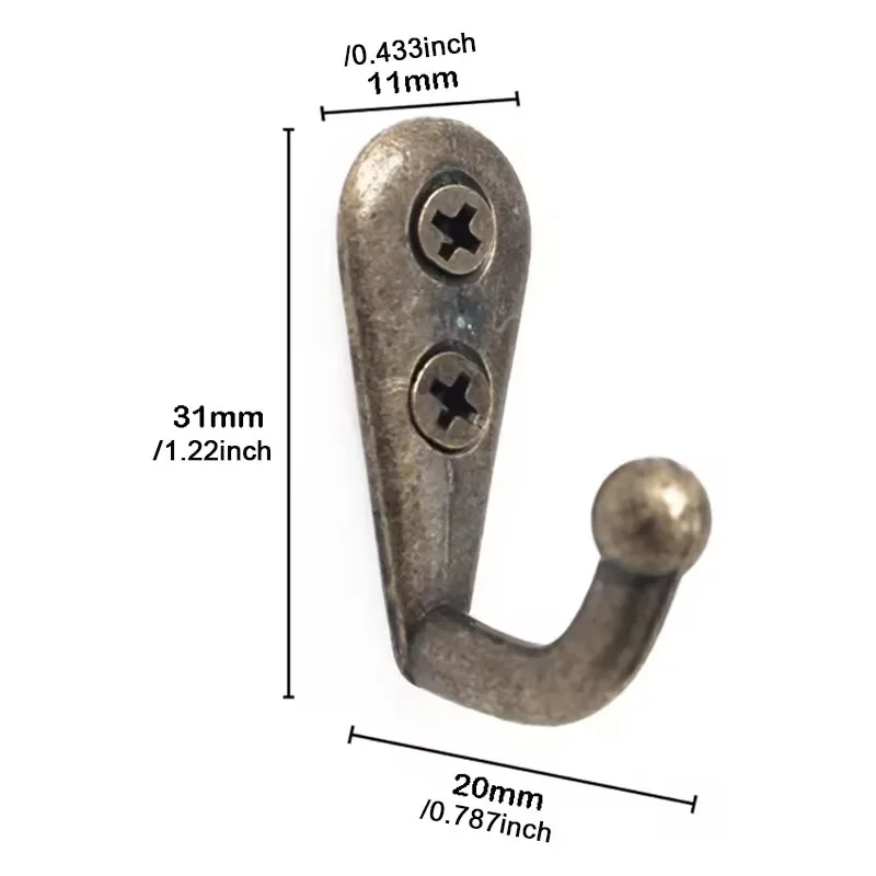 Wall clothes hook 10pcs Vintage Wall Mounted Single Prong Hook Retro Mini Size Bronze Hangers for Clothes Keys Hat Towel Robe Bathroom