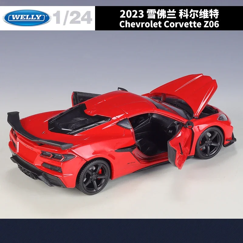 WELLY New 1:24 Chevrolet Corvette Z06 2023 Alloy Car Diecasts & Toy Vehicles Car Model Miniature Scale Model Car For Children 3