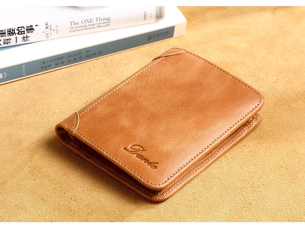 Dante Male Genuine Leather Wallets Men Wallet Credit Business Card Holders  Vintage Brown Leather Wallet Purses High Quality