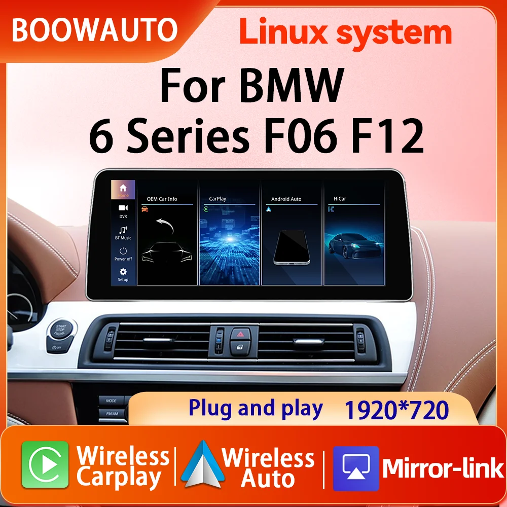 Nuevo Carplay inalámbrico para BMW Serie 6 F06 F12 F13 CIC NBT Reproductor multimedia Android Auto Pantalla táctil inteligente Car Play para vehículos 1
