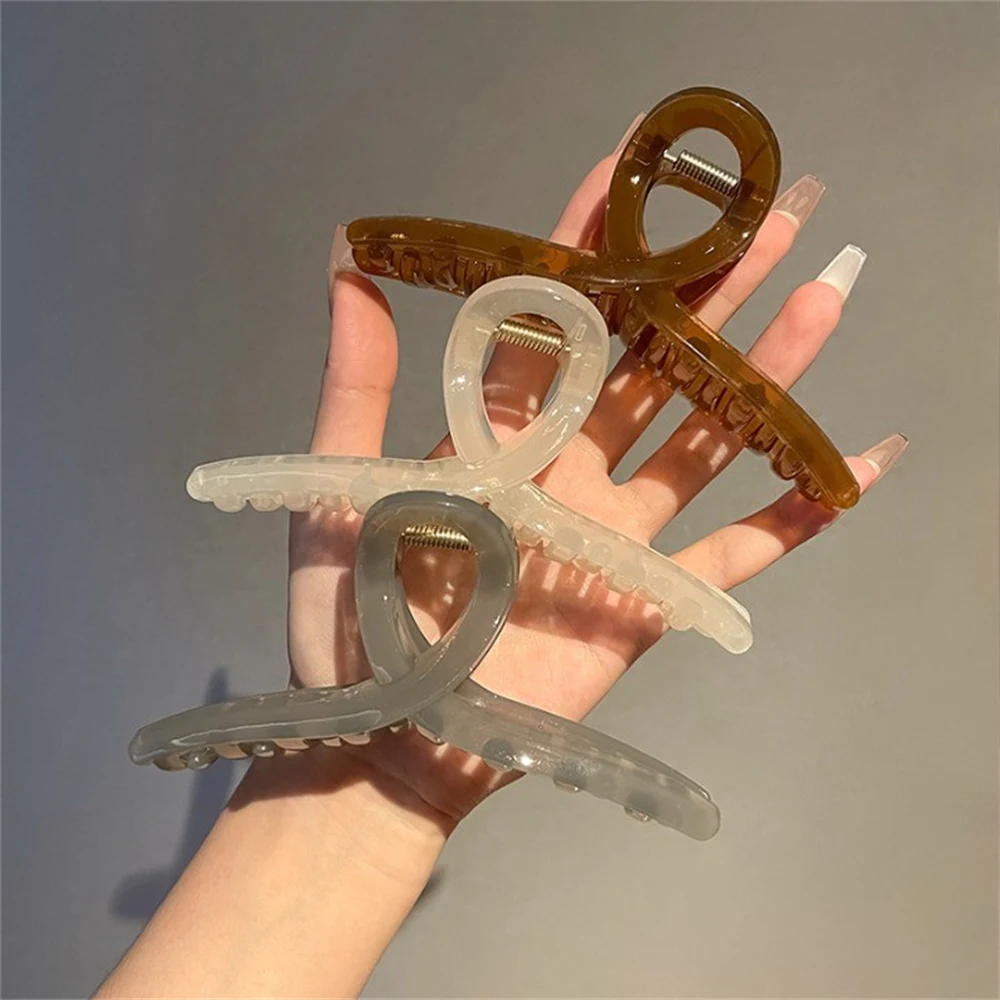 Hair Clip Acrylic Hair Claw Clip For Women Girl Korean Transparent Jelly Color Plastic Hair Crab Clip Ponytail Barrettes Accessories