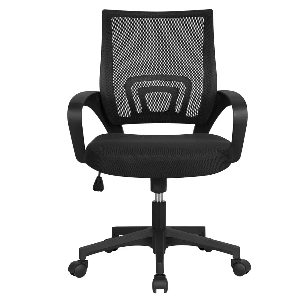 Adjustable Mid Back Mesh Swivel Office Chair With Armrests Black Computer Armchair Furniture Chairs Gaming Cheap Cushion ergonomic black recliner multifunctional metal bracket fabric easy ground steel outdoor chairs modern chaises adults furniture