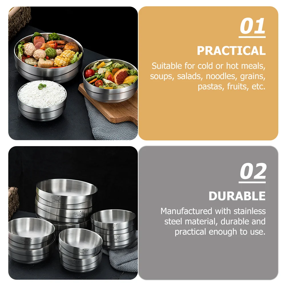 

Lifkome Japanese Soup Bowls Ramen Bowls Stainless Steel Bowls Double-Walled Heat Insulated Serving Bowls Soup Noodles