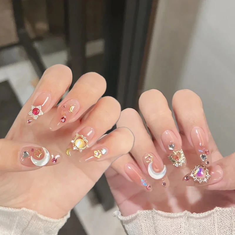 （handmade Manicures）10pcs Customized Shiny Water Ice Moon Wedding