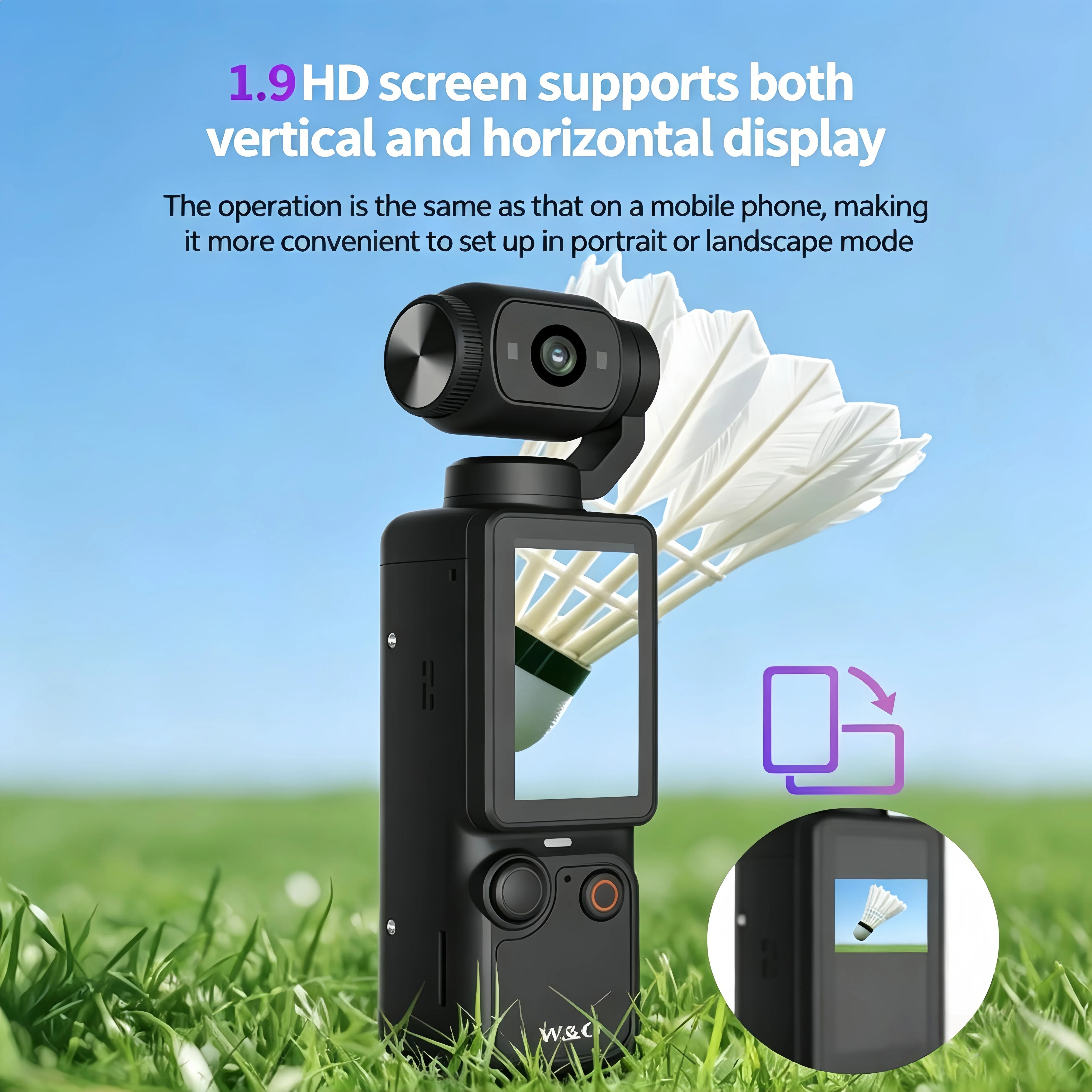 1.9인치 CMOS 센서가 장착된 1080P 100W 스포츠 카메라 USB 충전 180 ° 회전식 1000mAh 휴대용 다기능 카메라
