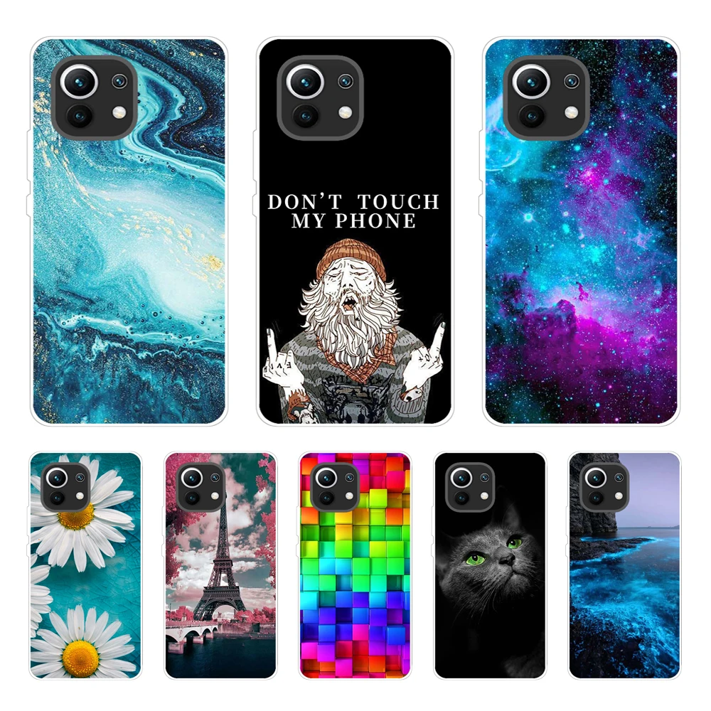 For Xiaomi Mi 11  Mi 11 Lite 5G 4G Case Back For Xiaomi Mi 11 Lite  Phone Cover Silicon Funda Tpu Case Flower
