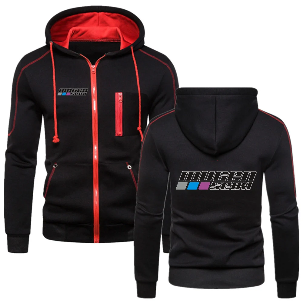 Mens Hooded Jacket Mugen Seiki Men Solid Color Hoodies Spring Autumn Casual Streetwear Hooded Sweatshirts Sports Outdoor Pullovers Loose Tops