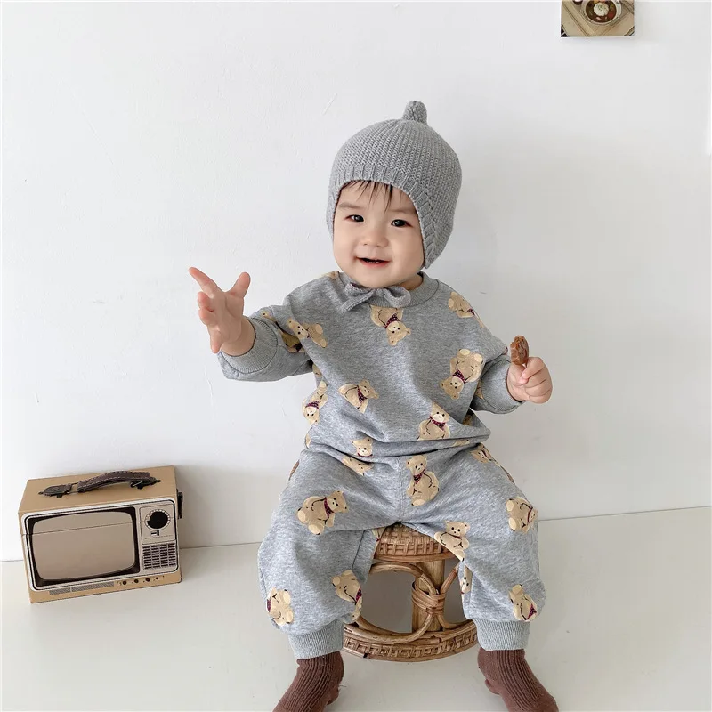 Baby Boys Sports Bear Hoodie Set Casual Clothing