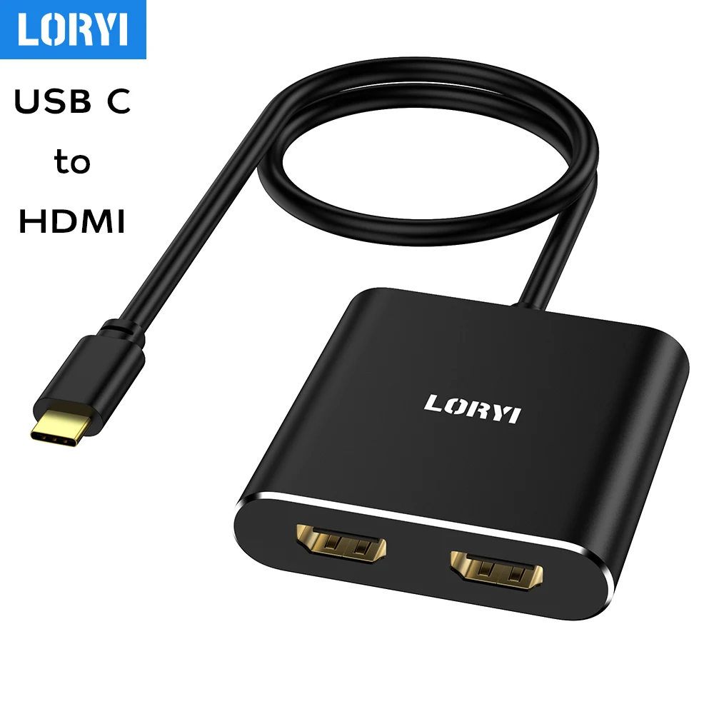 

LORYI USB C To Dual HDMI Multiport Adapter Type-c Hub 4K 60hz Type C To HDMI Converter For MacBook Pro Air Dell XPS 13/15/17