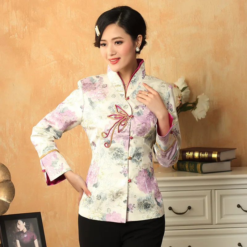 Double Mandarin Collar Tang Clothes Women Spring Autumn Tops Traditional Chinese Style Coat Retro Buckle Blouses Vintage Shirt