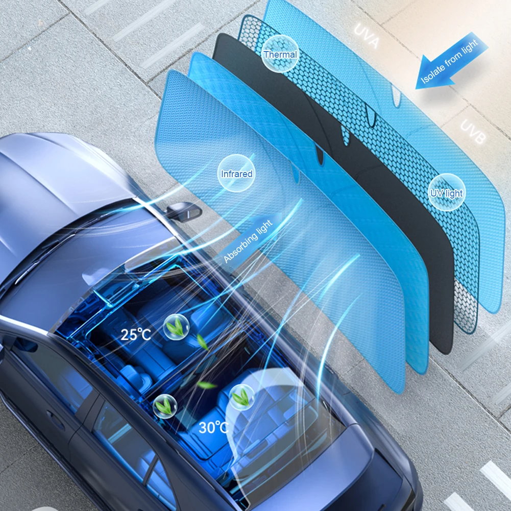 Windshield Sun Visor Anti-infrared Front Window Protection Parasol UV Reflective Car Sun Shield Silver Coated for Auto SUV Truck