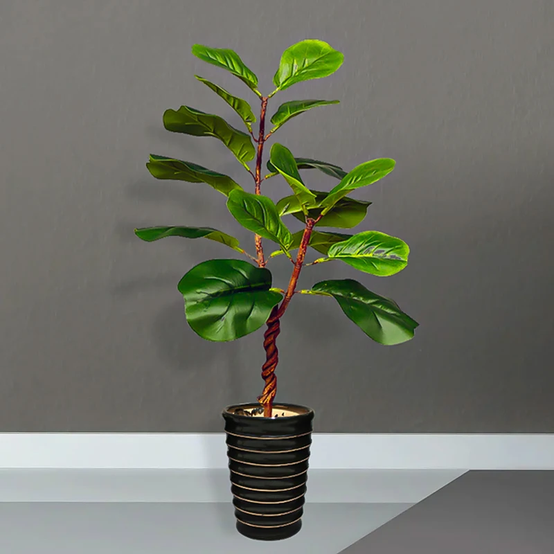 

60cm Tall Artificial Ficus Tree Fake Rubber Plants Branch Plastic Banyan Leafs Tropical Landscape For Home Garden Showcase Decor