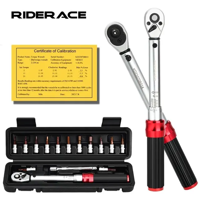 Riderace Fiets Momentsleutel Set 15 Stuks 1/4 "2-24nm Dual Direction Bike Allen Sleutel Dopsleutel Pro Motorfiets Reparatieset