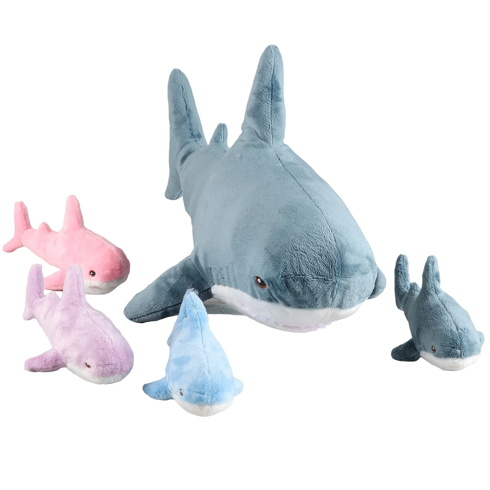 巨大なサメのぬいぐるみ、子供のためのジッパー付き、ママへの贈り物