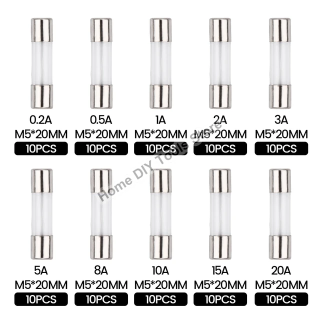 100pcs/lot Fast Blow Glass Fuse Box Kit 5X20 glass tube fuse0.2A