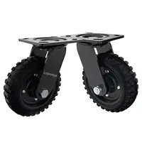 Swivel Heavy Duty Caster Wheel, 6 Inch*2, 800lb Capacity, Black Rim, Solid Rubber, Cast Iron,Outdoor, Flat Free for Carts, Dolly 1