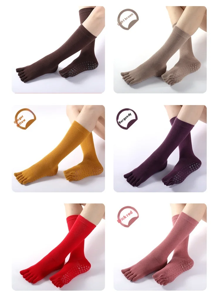 Autumn And Winter New Cross-border Long Tube Yoga Socks Five Finger Socks Professional Warm Calf Socks Sports Pilates Socks_voghion.com