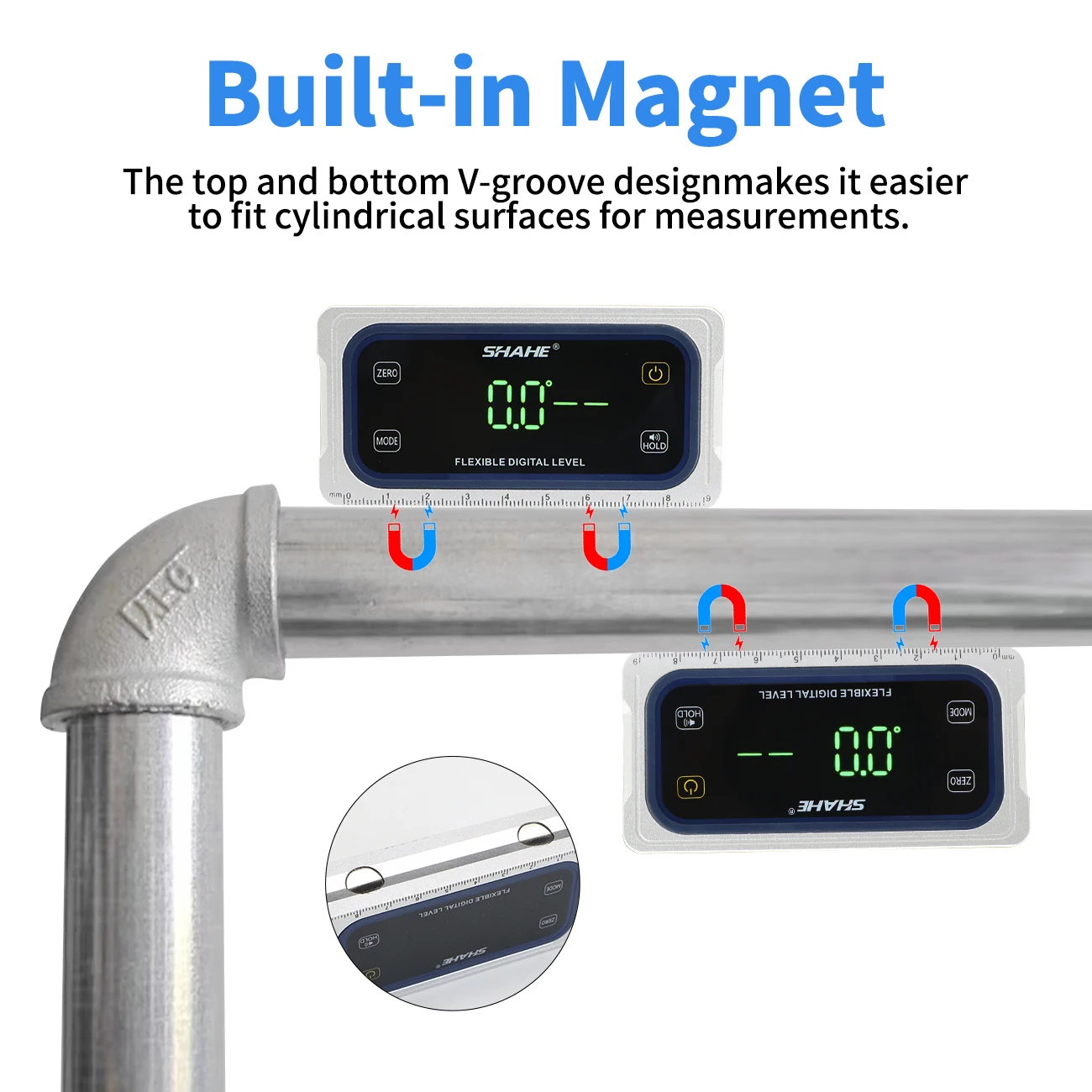 샤헤 경사계 각도 측정기 디지털 각도 게이지 부저 알람 기능 포함 자석식 디지털 각도계 베벨 레벨 게이지
