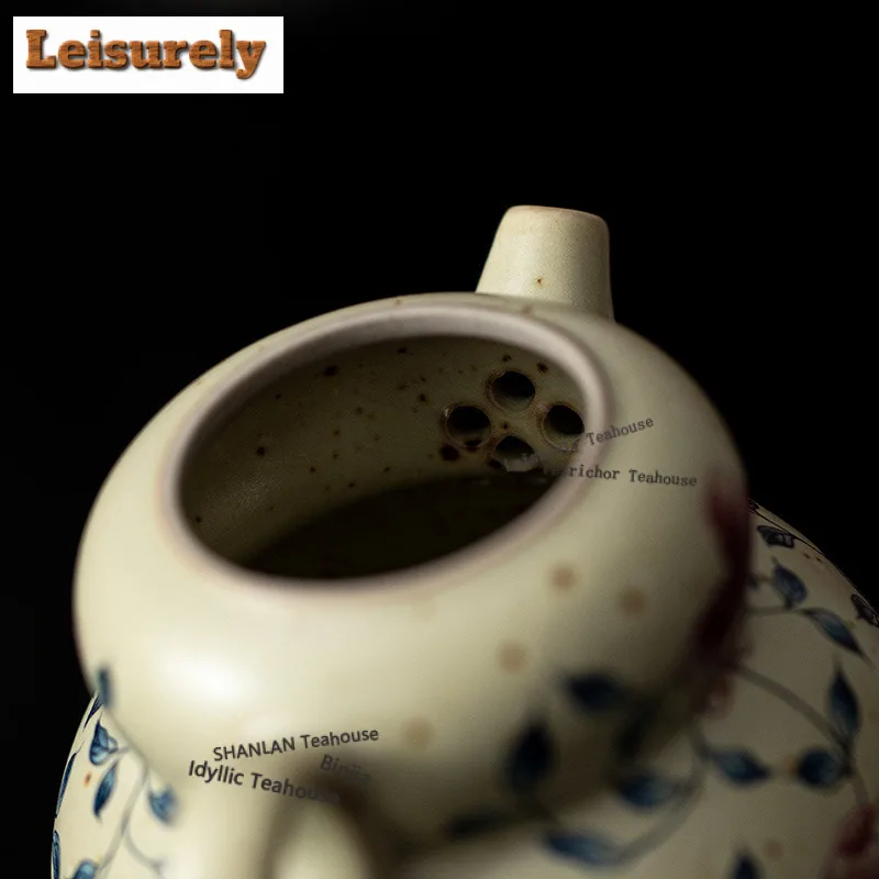 175ML Caramel Glaze Peony Gourd Teapot Luxury Tea Infuser Pot Tea Brewing Kettle With Ball Hole Cha Accessories Craft Supplies