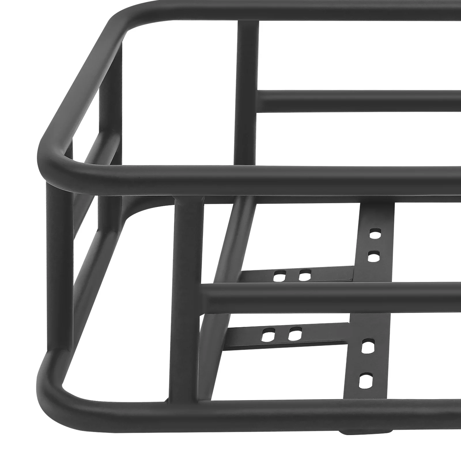 Vielseitiger hinterer Fahrradkorb aus Eisen, Schwarz, 16 Löcher, 25 kg/55,12 lbs belastbar, 45,5 x 32,5 x 15 cm, für die meisten Mountainbikes und Rennräder – Detail 8
