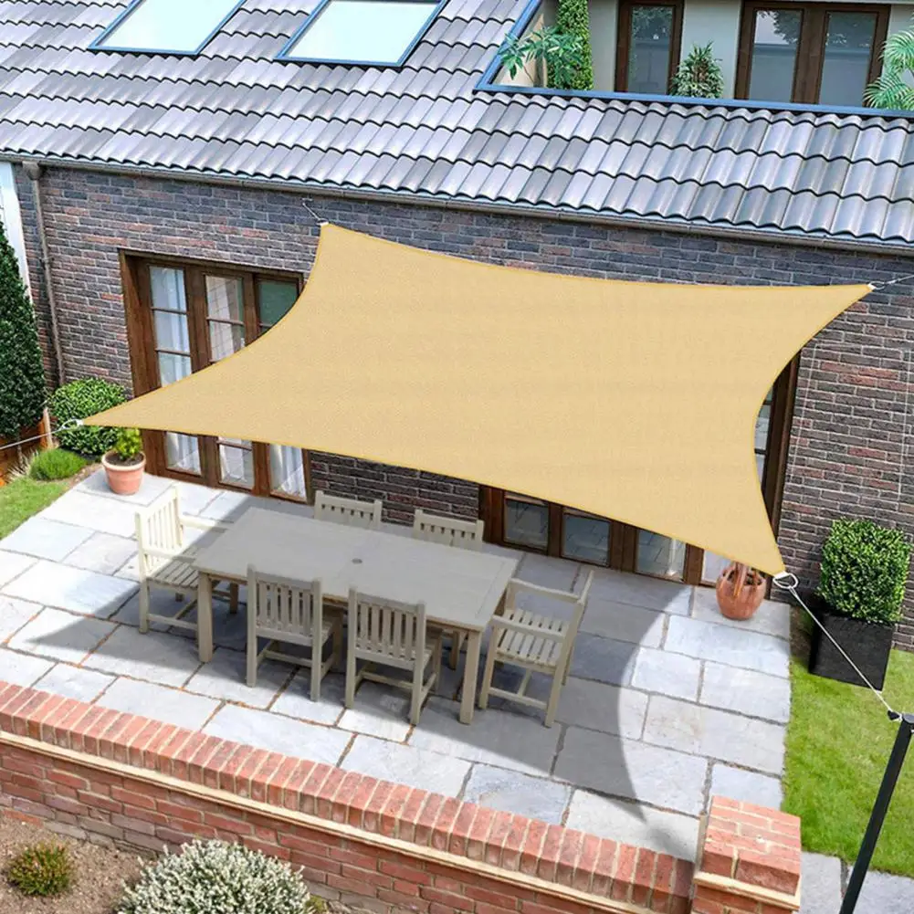 Outdoor Sun Shade Sail Windproof Rope UV Blocking Rectangle Canopy Permeable Breathable Heavy Duty Deck Backyard Patio Shad