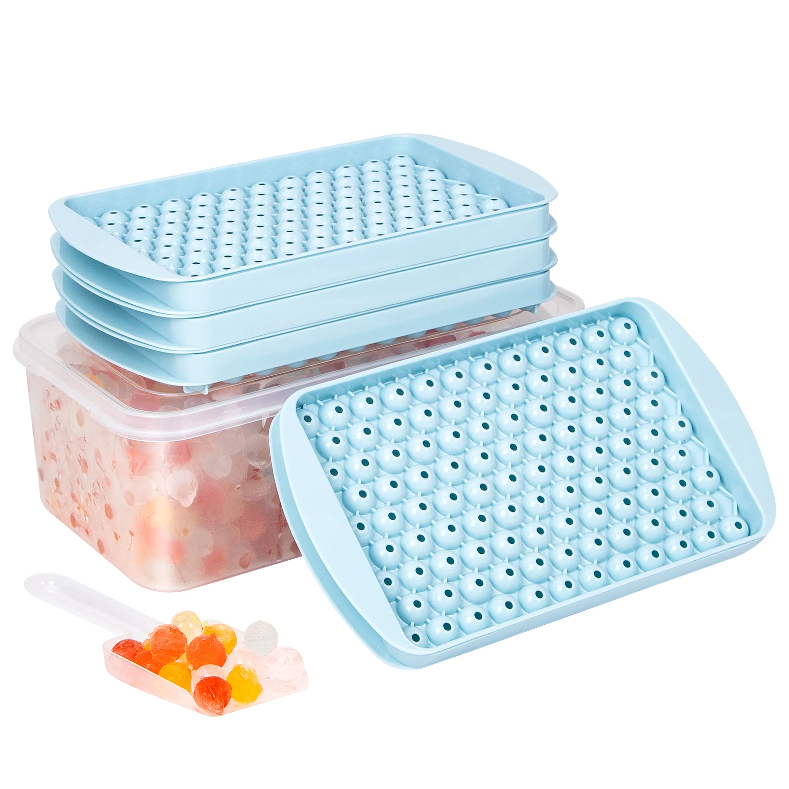 Compact 104-Hole Round Ice Ball Mold for Beverages and Cocktails