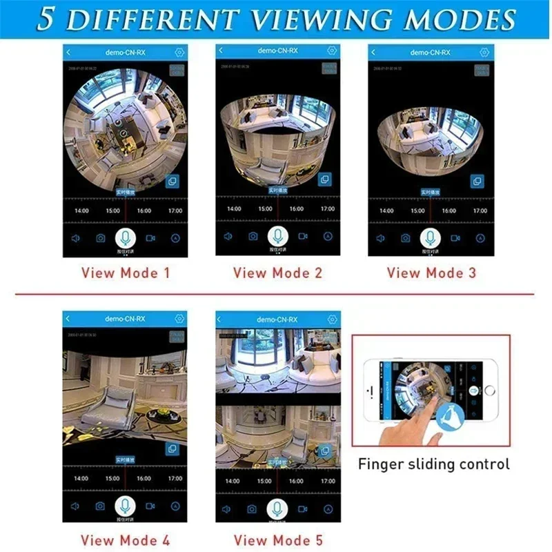 360 Degree Fisheye Wifi Panoramic Cameras 1080P Security Protection IP 3MP Smart Home Night Vision CCTV Surveillance Cameras 2