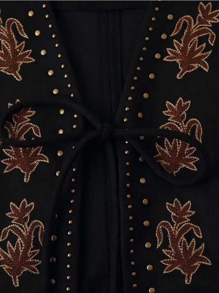 Women Fashion Embroidery Vest Suede Texture V-neck Waistcoat Sleeveless High Street 2025 New Vests Coat Female Tank Top