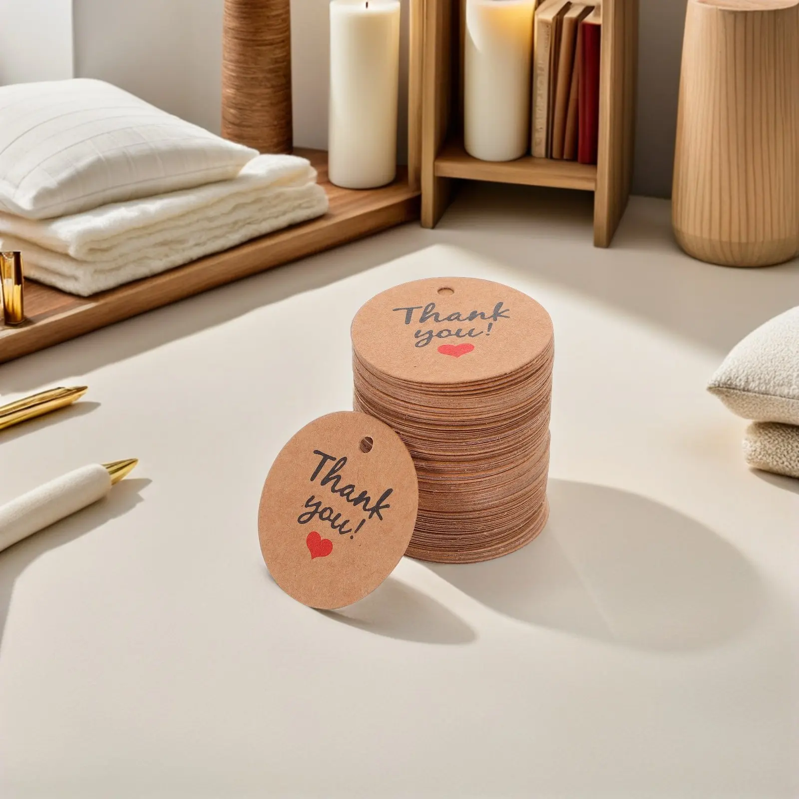 100Pcs 빈 백 크래프트 종이 교수형 태그 세련된 둥근 구멍 디자인 결혼식 호의 선물 태그 컵케익 토퍼 북마크 공예