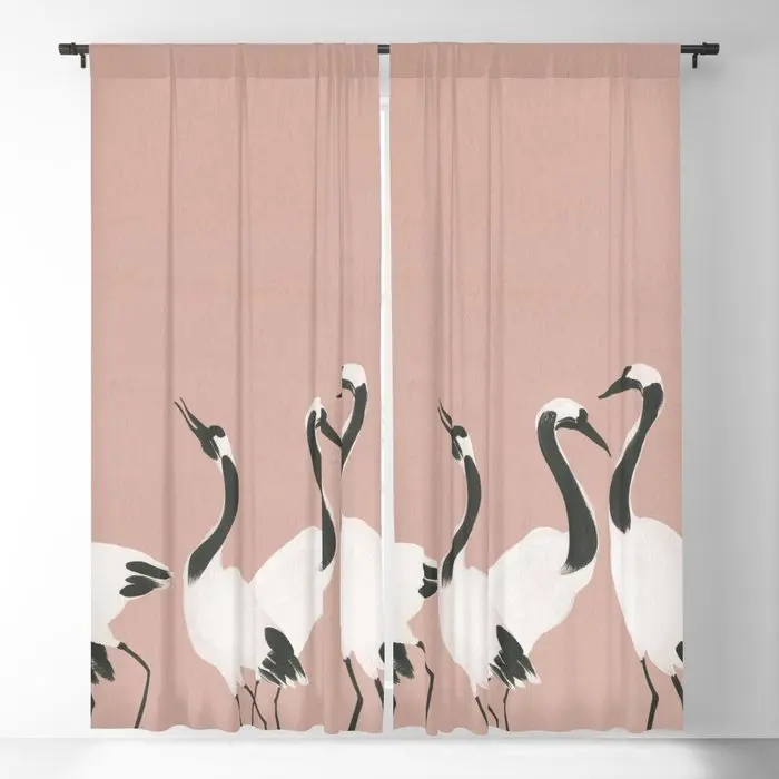 

Crane Dance - Mauve Pink Blackout Curtains 3D Print Window Curtains For Bedroom Living Room Decor Window Treatments