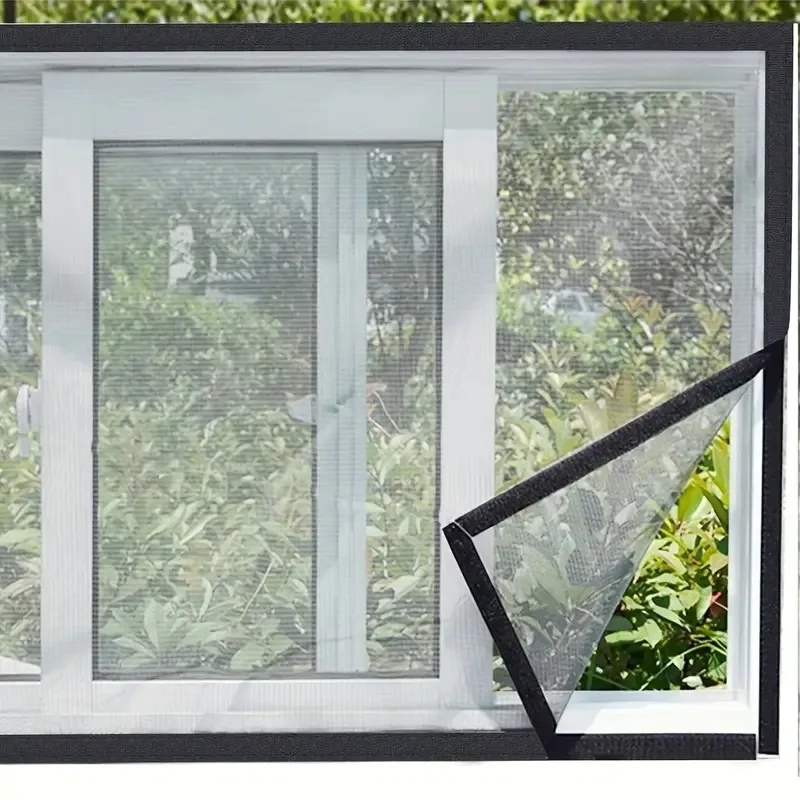흰색과 검정색이 혼합된 맞춤형 가정용 모기장, 자가 접착식 창문 스크린, 심플한 메쉬 투명 커튼, 파리 및 곤충 차단