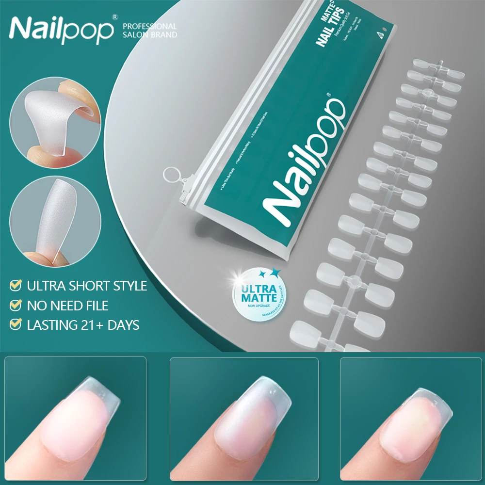 NailpopShortCoffinFakeNailsPressonFalseNailArtificialFull
