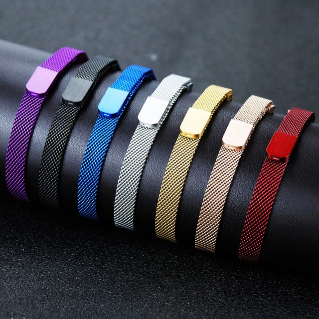 Correa de reloj milanesa Universal, pulsera de Metal de acero inoxidable,  negro, oro rosa, 12mm, 14mm, 16mm, 18mm, 20mm, 22mm, 24mm - AliExpress