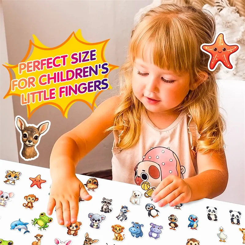 Cute Big Eye Animal Stickers - Aesthetic Colorful Decoration for Scrapbooking & School Supplies