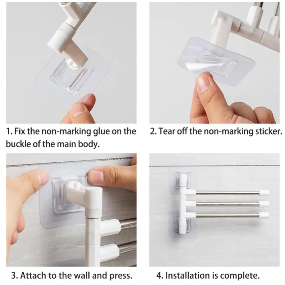 Towel Rack Towel Rack Bathroom Accessories Rotatable Towel Holder Space Aluminum PP 2/3/4/5/6/7/8-Bar Hanging Wall Mounted Hanger towel rack