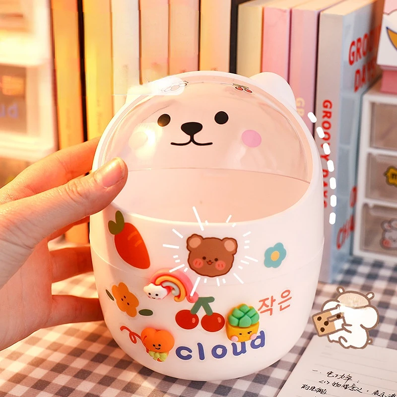 Bear Desktop Trash Can Storage Organizer for Desk trash can desktop trash can