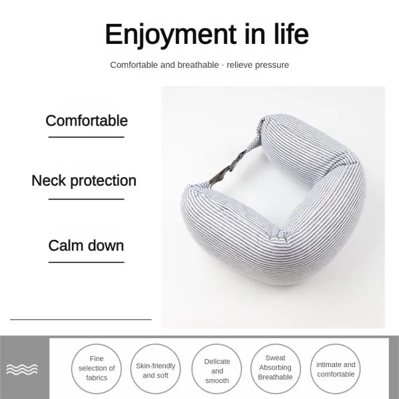 

1pc Cotton Foam Particle Pillow Lightweight Multifunctional Travel Aircraft Neck Pillow Knitted Cotton Granular U-shaped Pillow