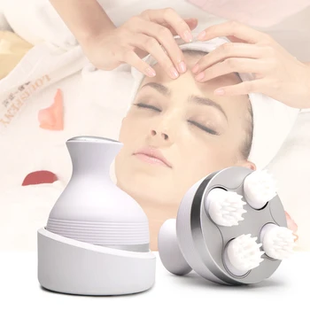 Smart Scalp Massager Cat Wireless 4 Kneading Massage Heads Body Muscle Relax for Hair Growth Stress Kneading Vibration Roller