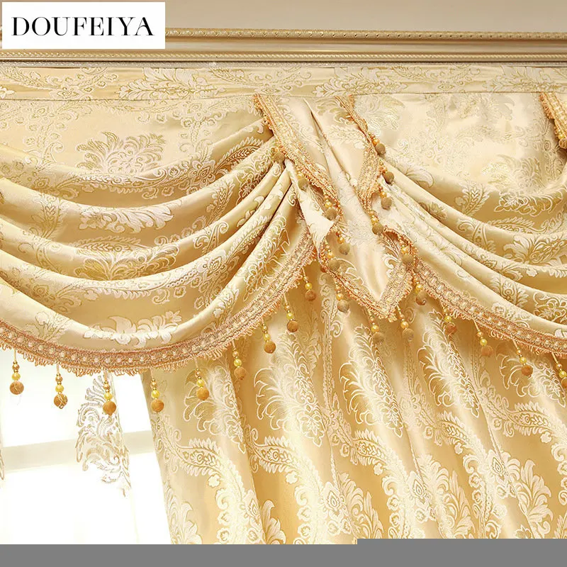 Amidoudou Tende Europee A Doppio Strato Con Mantovana, 167x228 Cm, Beige, Con Ricami 3D E Blocco Luce 80% - 3