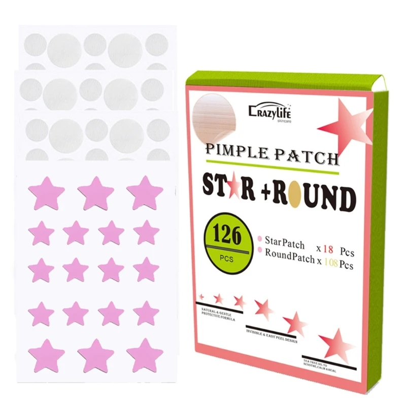 

Hydrocolloid Acne Pimple Absorbing Cover Patches Treatments Zits Blemishes Tea-Tree Oil Centella Control Redness Repair