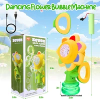 Bubble Machine Toy Electric Automatic Sunflower Shaking Head Adjustment Light Dancing One Key Bubble Maker Toy For Kids 6