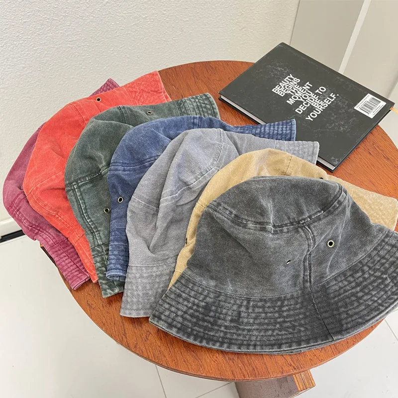 

Washed Denim Bucket Hat Women Fisherman's Hat Bucket Hat Unisex Bob Caps Hip Hop Gorros Men Panama Windproof Bucket Hat Outdoor