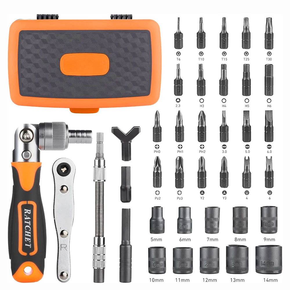 38 in 1 Household Magnetic Labor Saving Ratchet Screwdriver Bit Set Multipurpose 180° Free Rotation Tools Quick Maintenance Tool