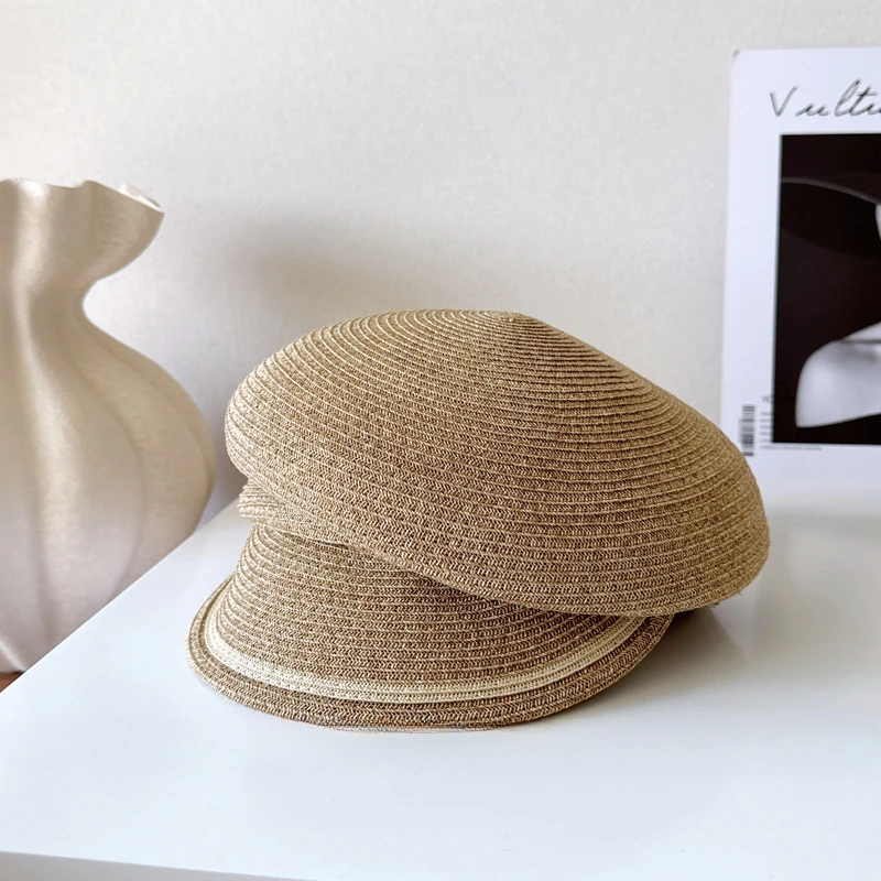 Women Summer Sloping Brim Visor Cap Retro casual Cabbie Beret Girls Beach Paperboy Cap