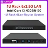 6 x i226-V 2.5G LAN Intel i3 N305 N150 N100 Topton 1U Rack Chassis Mini PC Cabinet Firewall Router Gateway DDR5 MSATA SIM Slot 1