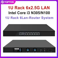 6 x i226-V 2.5G LAN Intel i3 N305 N150 N100 Topton 1U Rack Chassis Mini PC Cabinet Firewall Router Gateway DDR5 MSATA SIM Slot 1