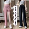Summer Women's Maternity with Pockets Large Size Maternity Trousers Outside Wearing Thin Section of Ice Silk Draped Wide-Legged 2