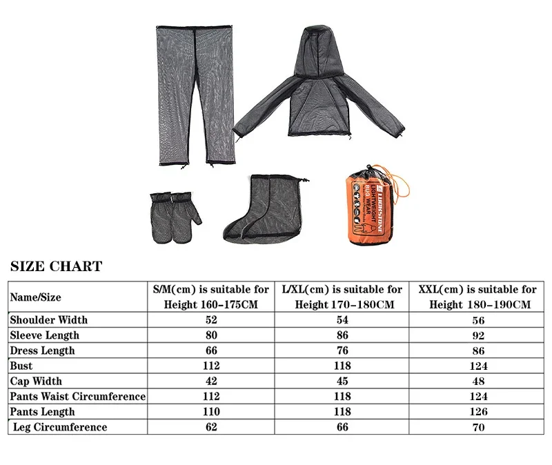 Description Picture 2 of itemLixada Outdoor Mosquito Repellent Suit Bug Jacket Mesh Hooded Suits Fishing Jacket Insect Protective Mesh Shirt Gloves Pants